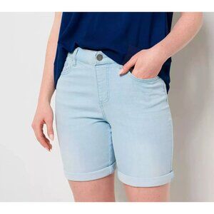 Belle by Kim Gravel Denim Shorts sz 6 TripleLuxe Rollabelle Light Blue A496926